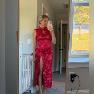 All that Jazz Red and Gold Floral vintage  Dress size 5/6 XS